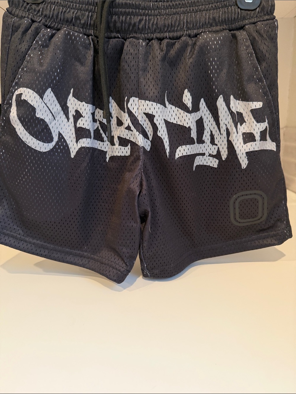 Overtime Kids Black Mesh Athletic Shorts with Grey Graphic